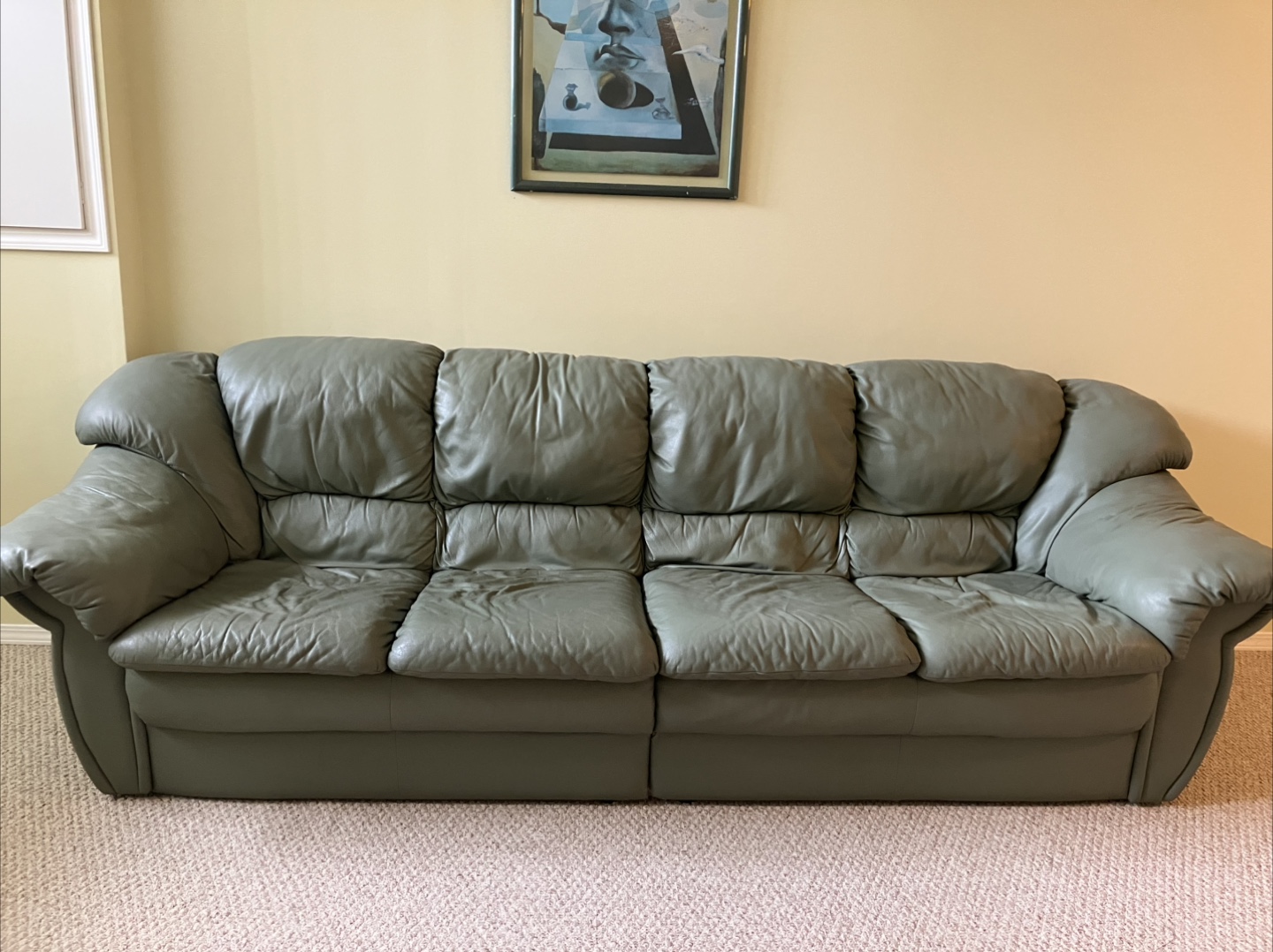 Leather Sofa - Olive Green