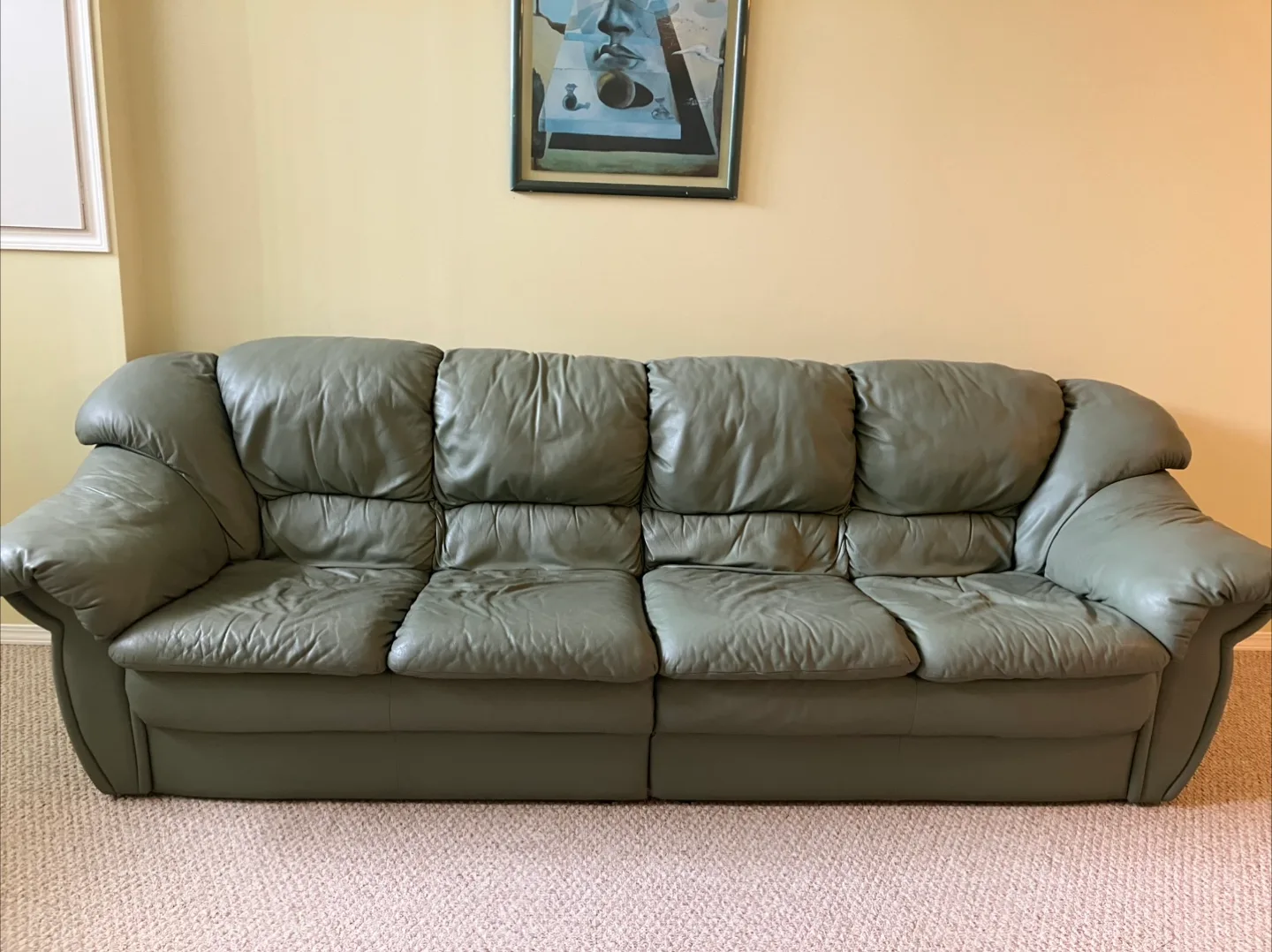 Leather Sofa - Olive Green thumbnail