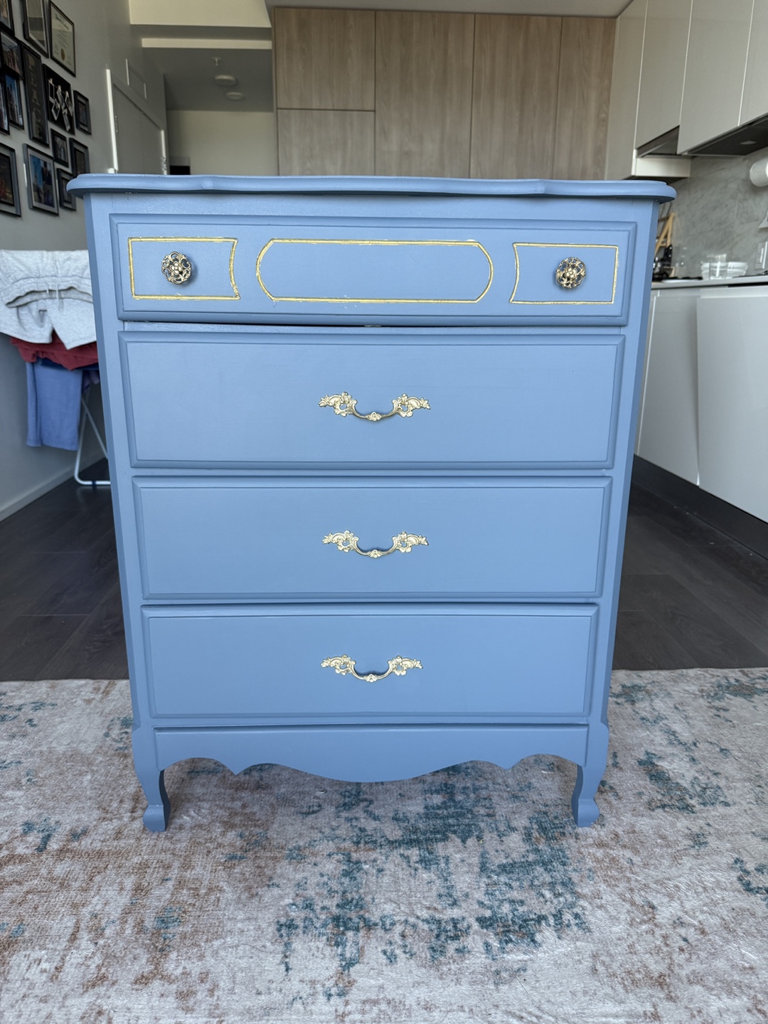 Blue Solid Wood Chest of Drawers - photo 2