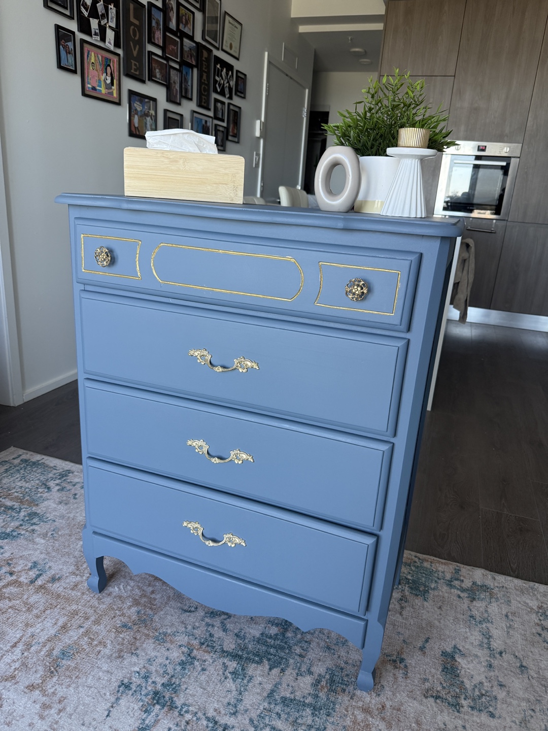 Blue Solid Wood Chest of Drawers - photo 4
