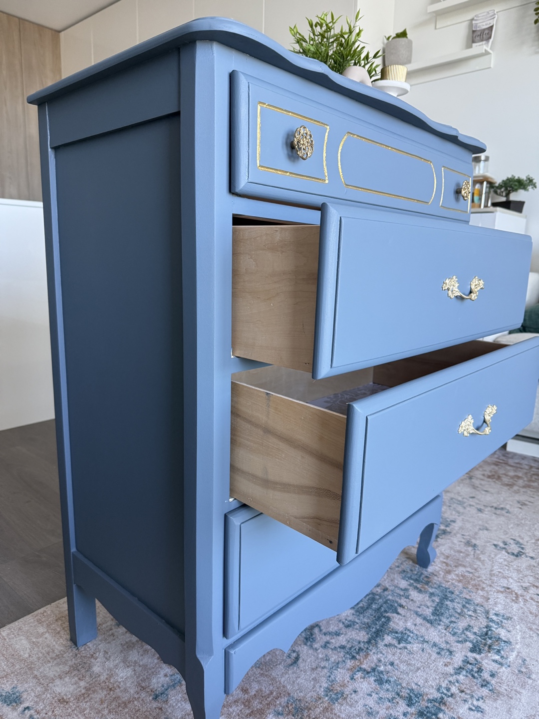Blue Solid Wood Chest of Drawers - photo 5