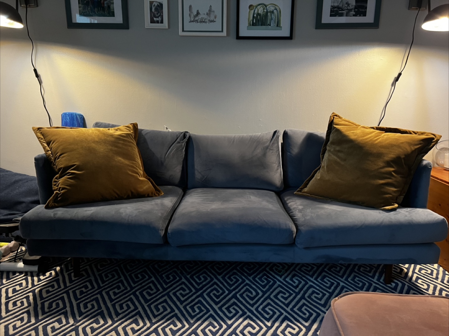 AllModern Miller 84" Upholstered Sofa - Blue