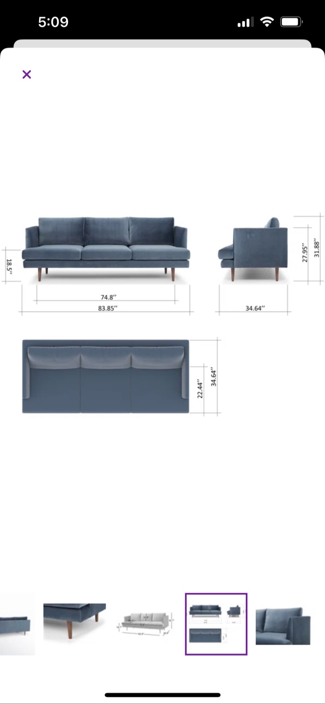 AllModern Miller 84" Upholstered Sofa - Blue - photo 4