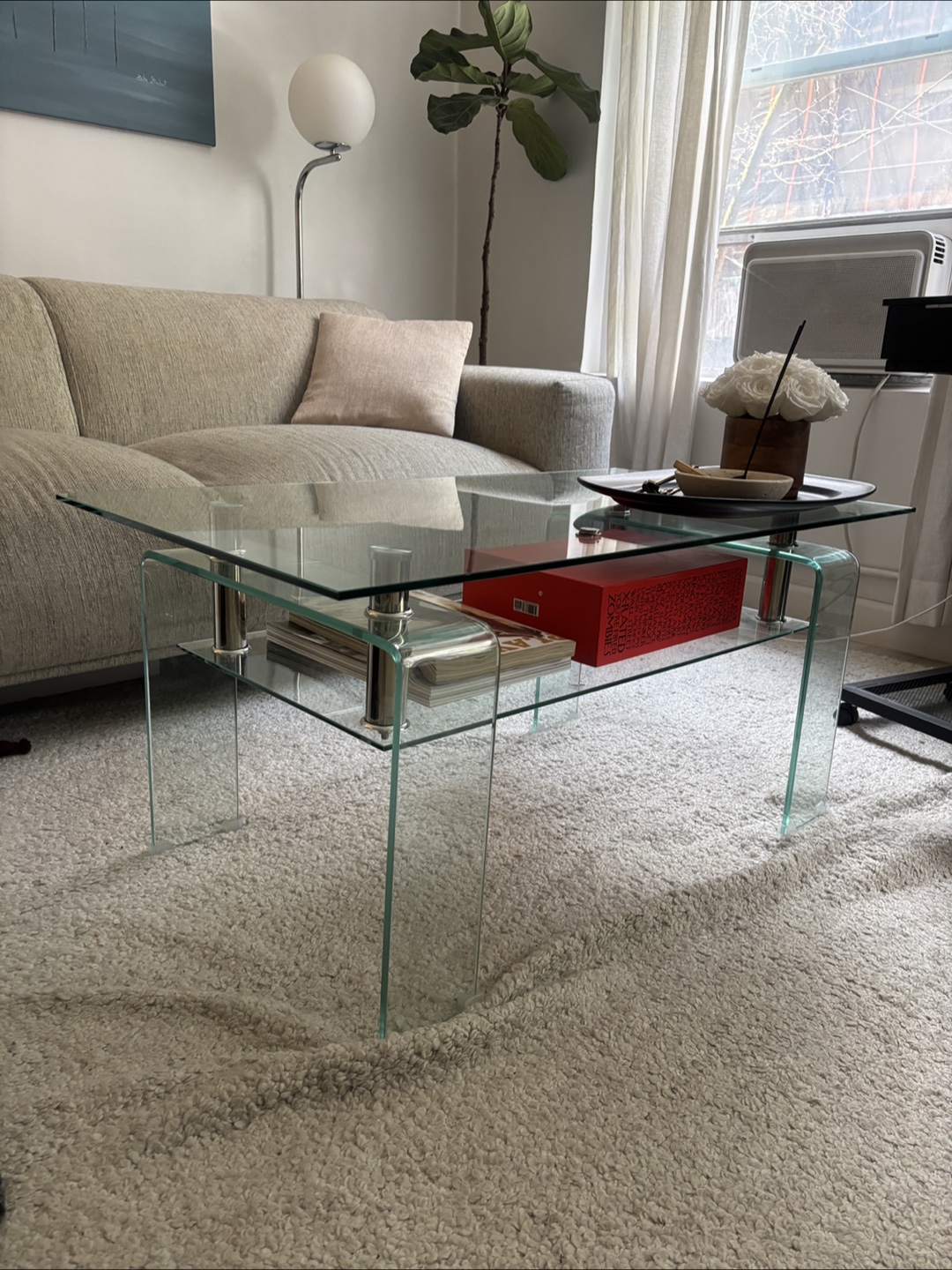 Tempered class coffee table