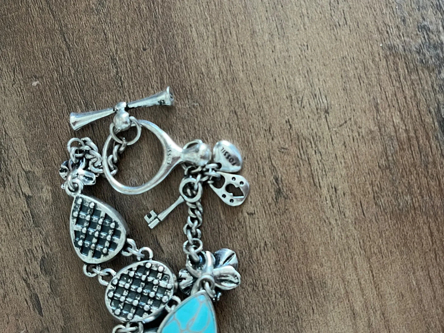 Fossil Silver-Tone Turquoise Bracelet image indicator(2)