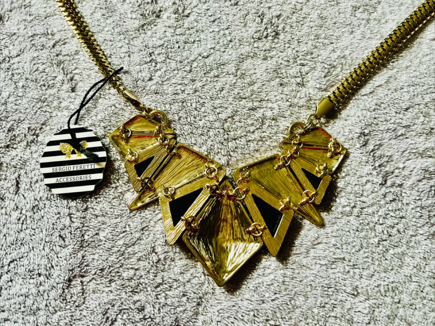 Sergio Feretti Gold & Black Statement Necklace image indicator(2)