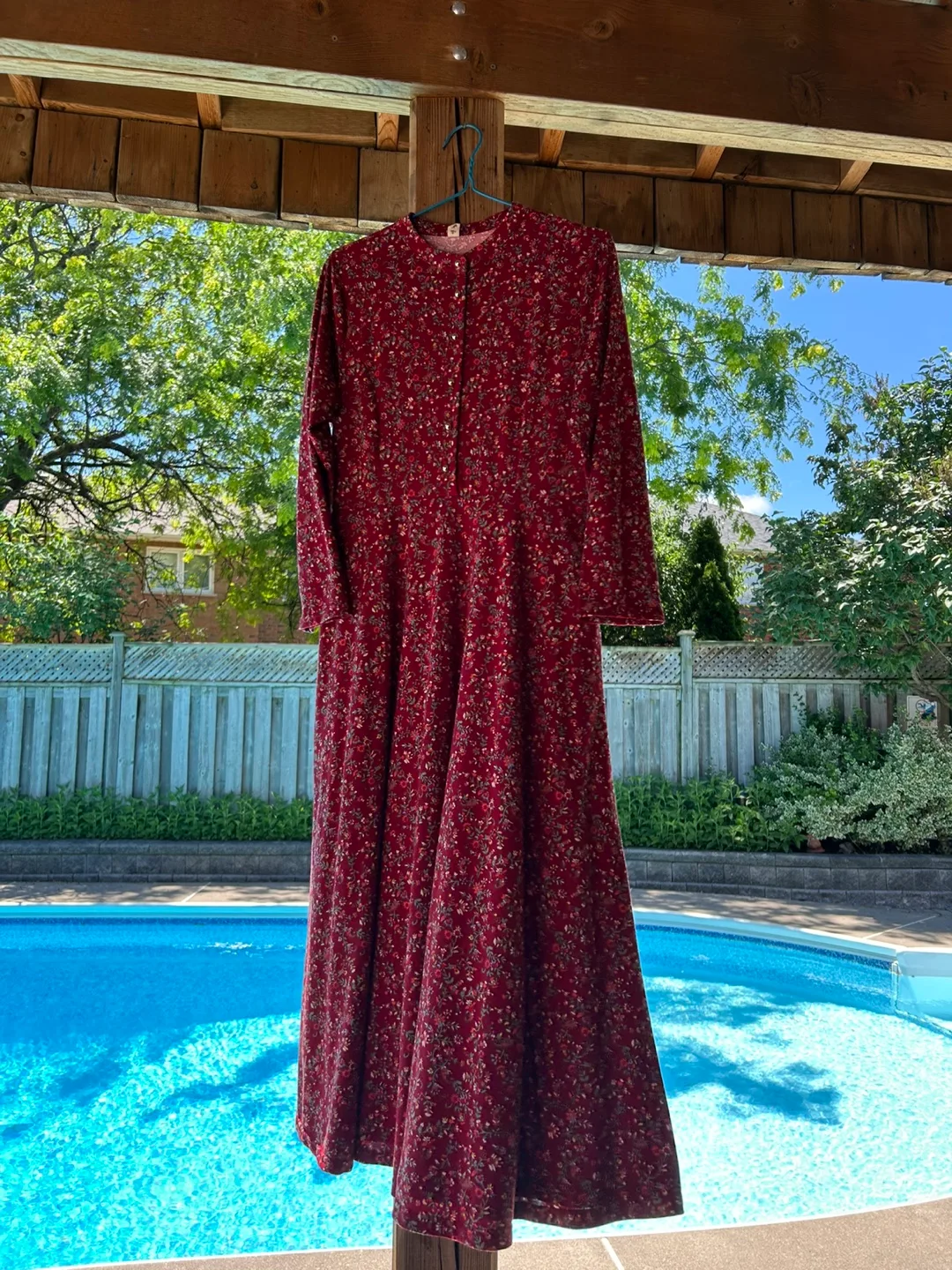 Burgundy Floral Maxi Dress thumbnail