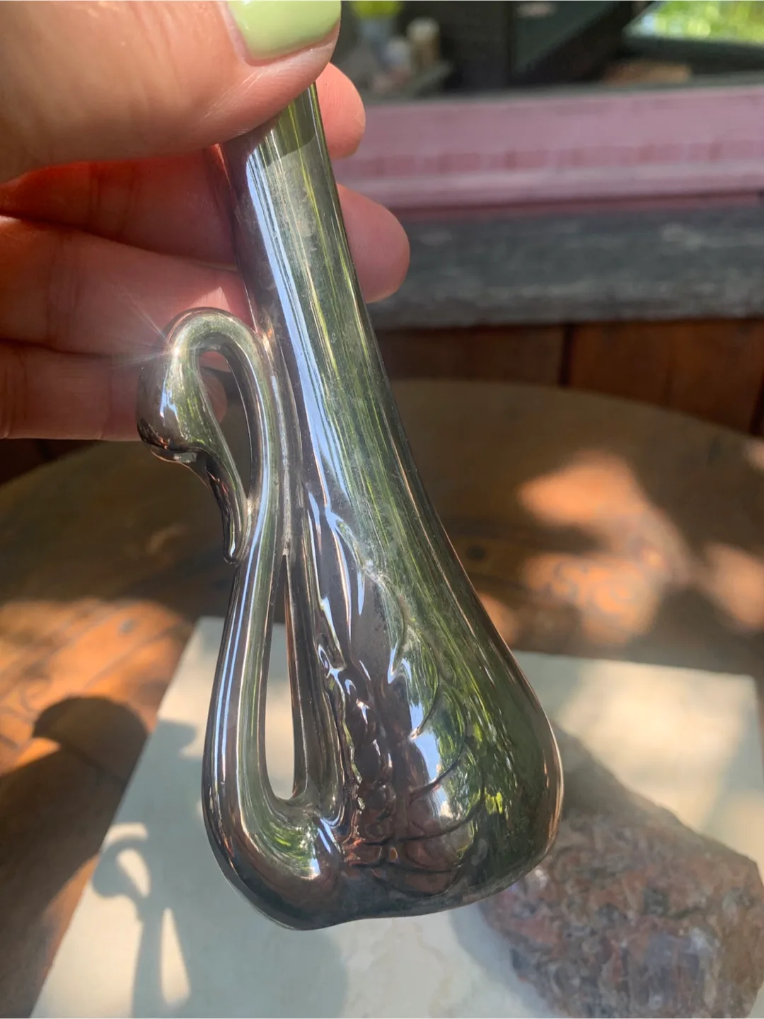 Vintage Silver Swan Vase image indicator(6)