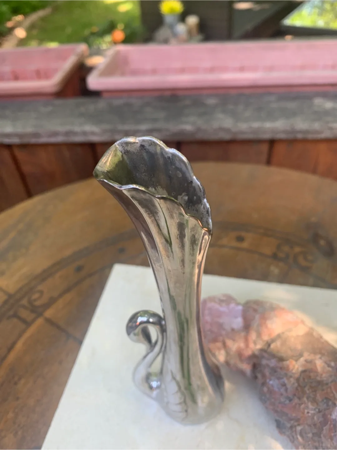 Vintage Silver Swan Vase image indicator(5)