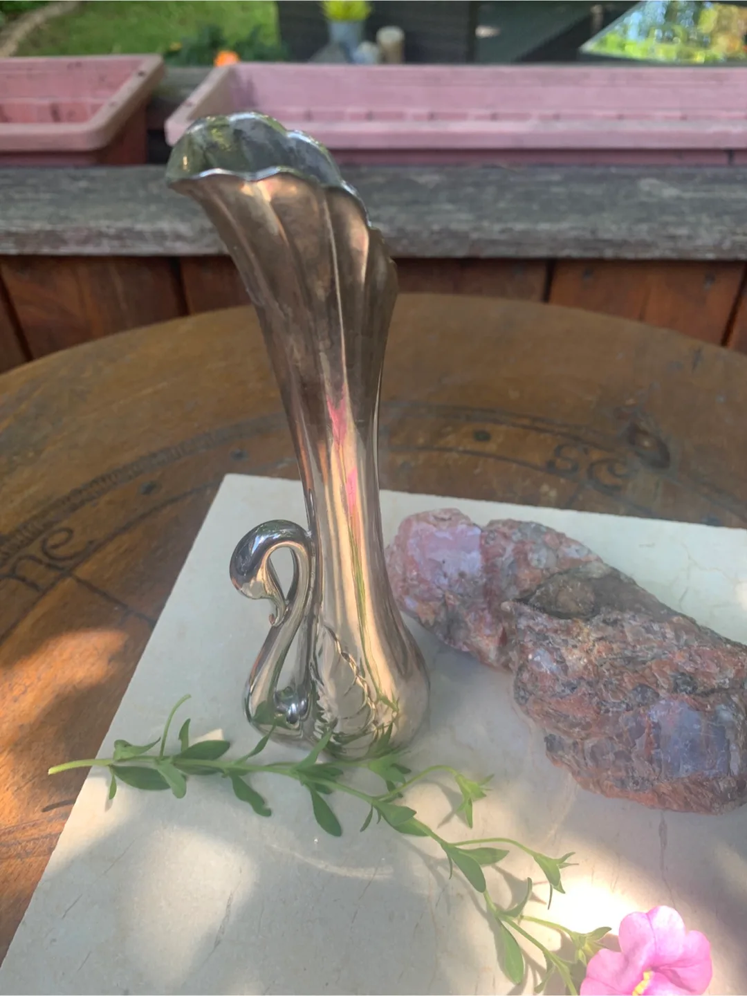 Vintage Silver Swan Vase image indicator(7)