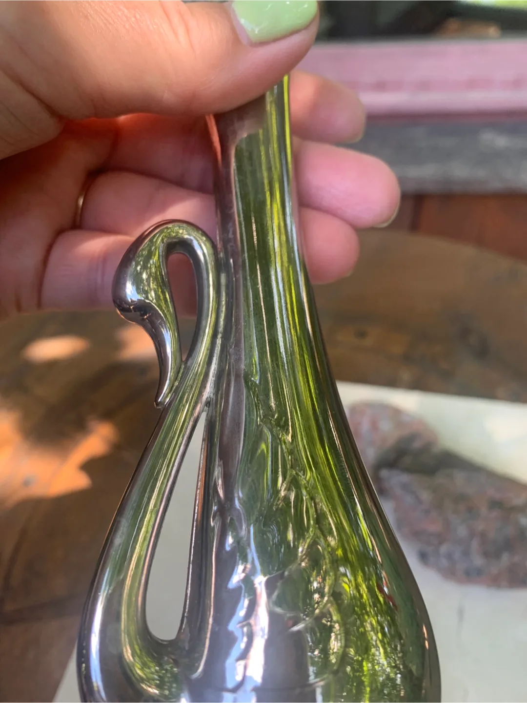 Vintage Silver Swan Vase image indicator(9)