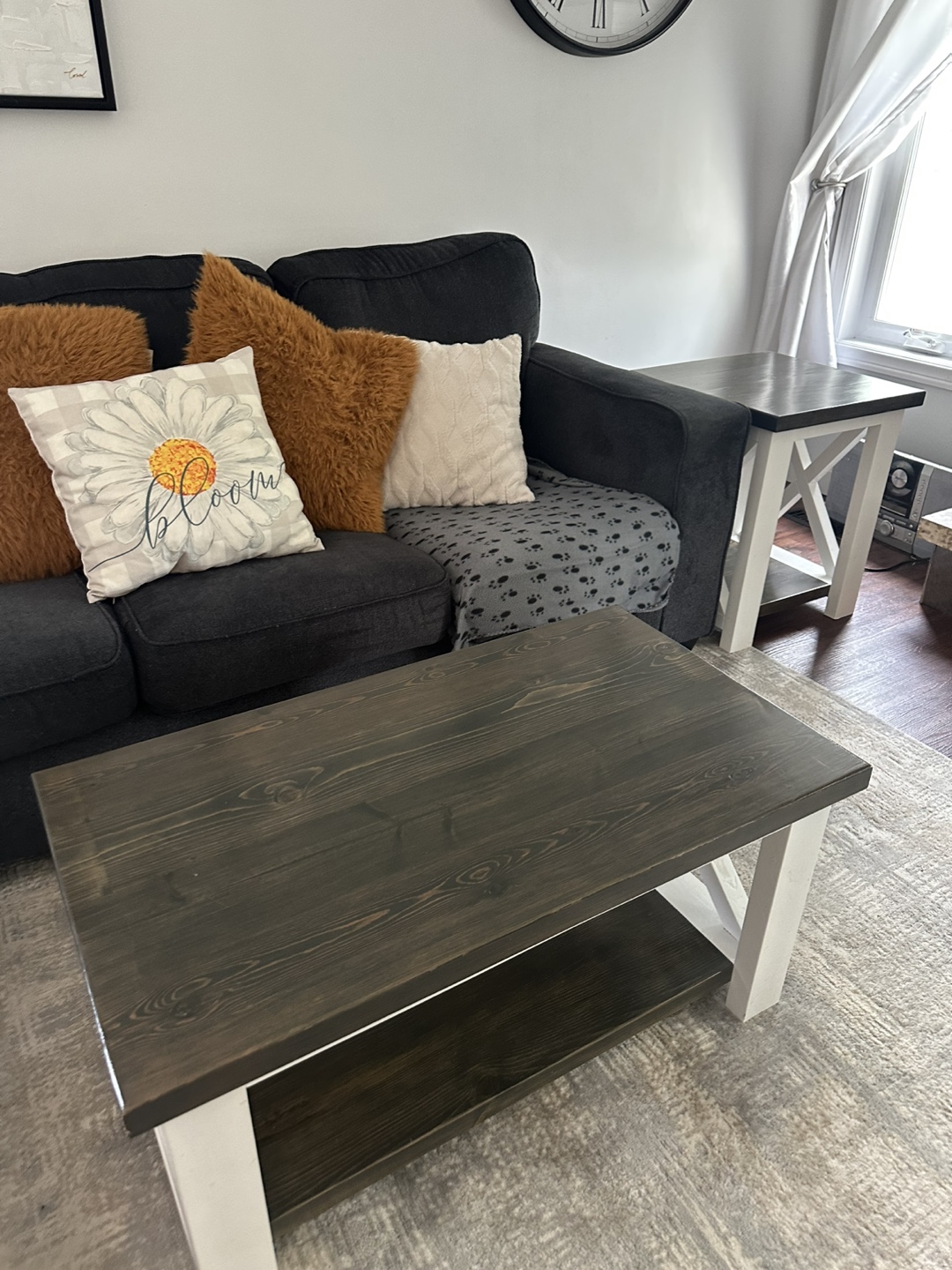 Coffee Table and End Table Set - Dark Wood & White - photo 4