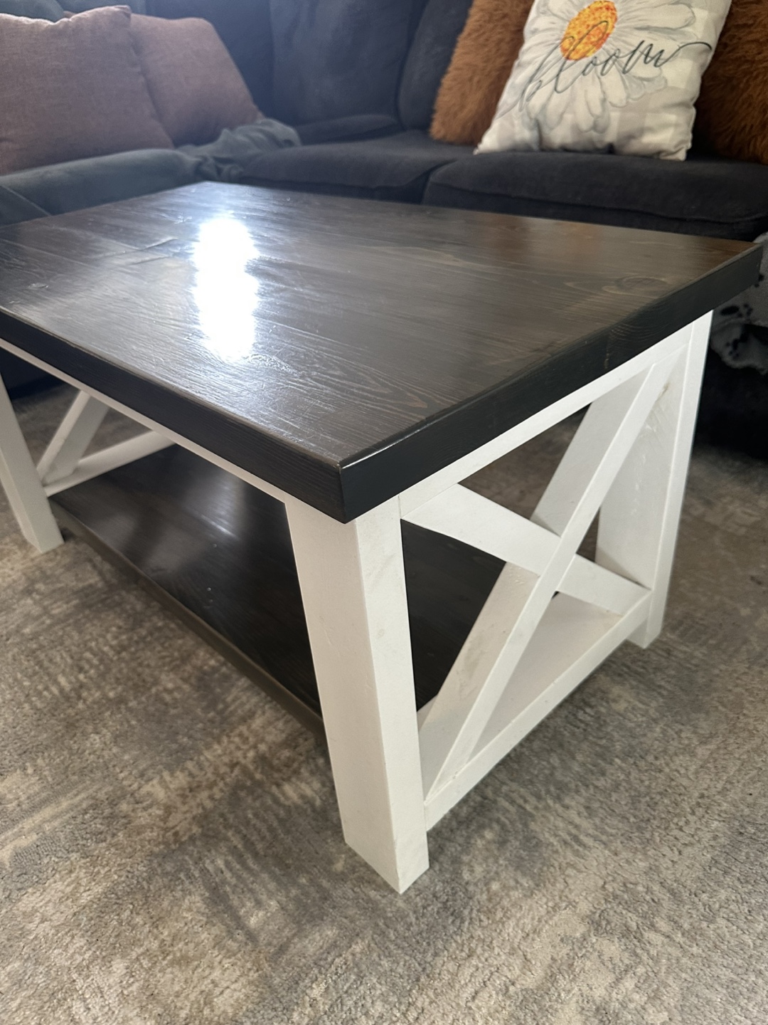 Coffee Table and End Table Set - Dark Wood & White - photo 3