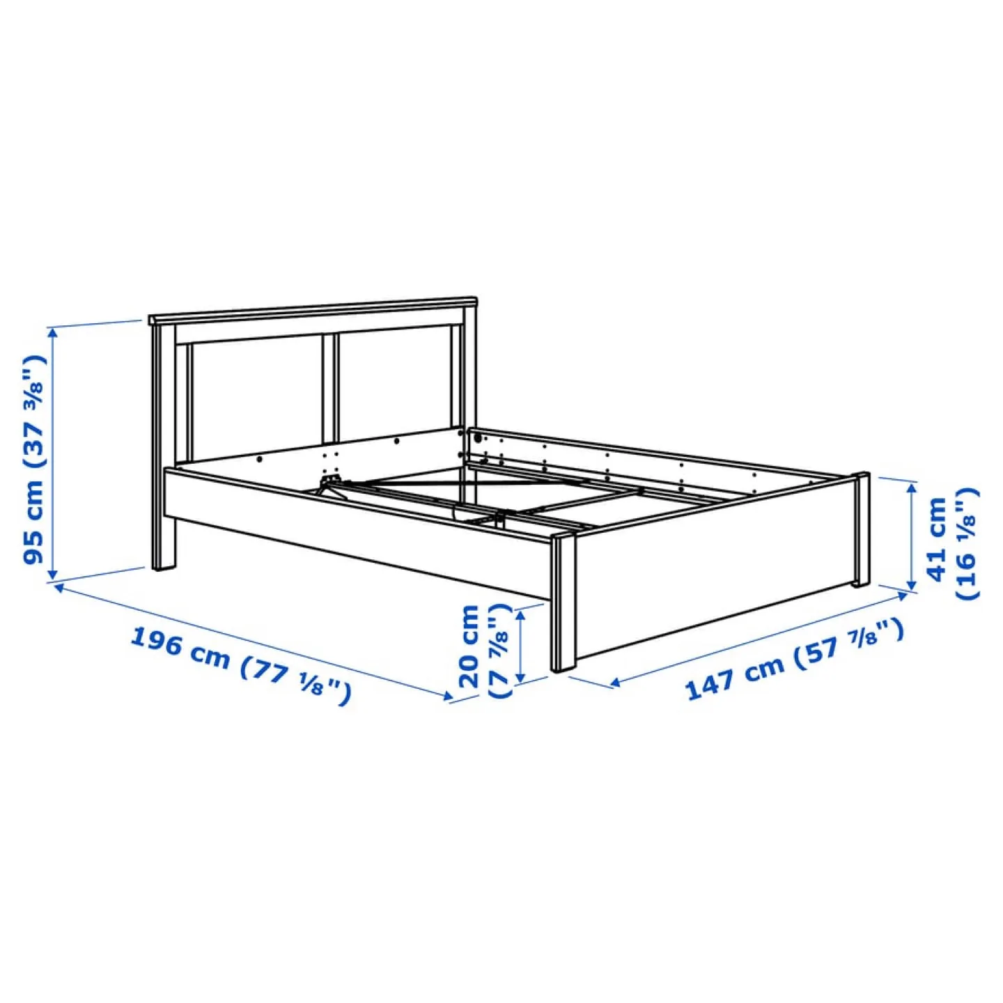 Queen IKEA bed (Bed frame+ Slatted bed base)- SONGESAND thumbnail