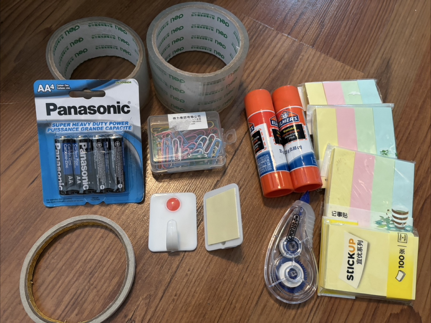 Office Supplies Bundle: Panasonic Batteries, Glue, Tape