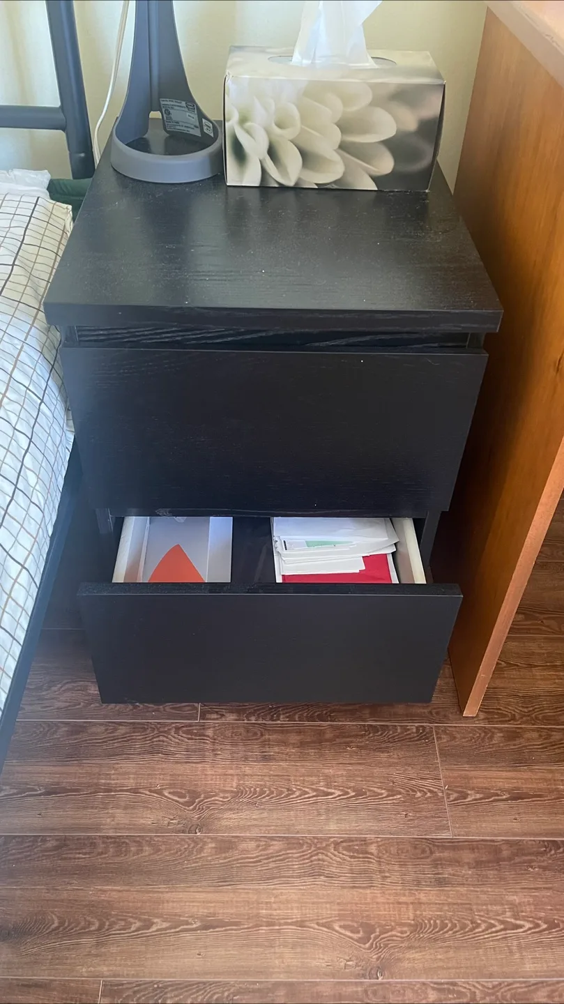 Black 2-Drawer Nightstand thumbnail
