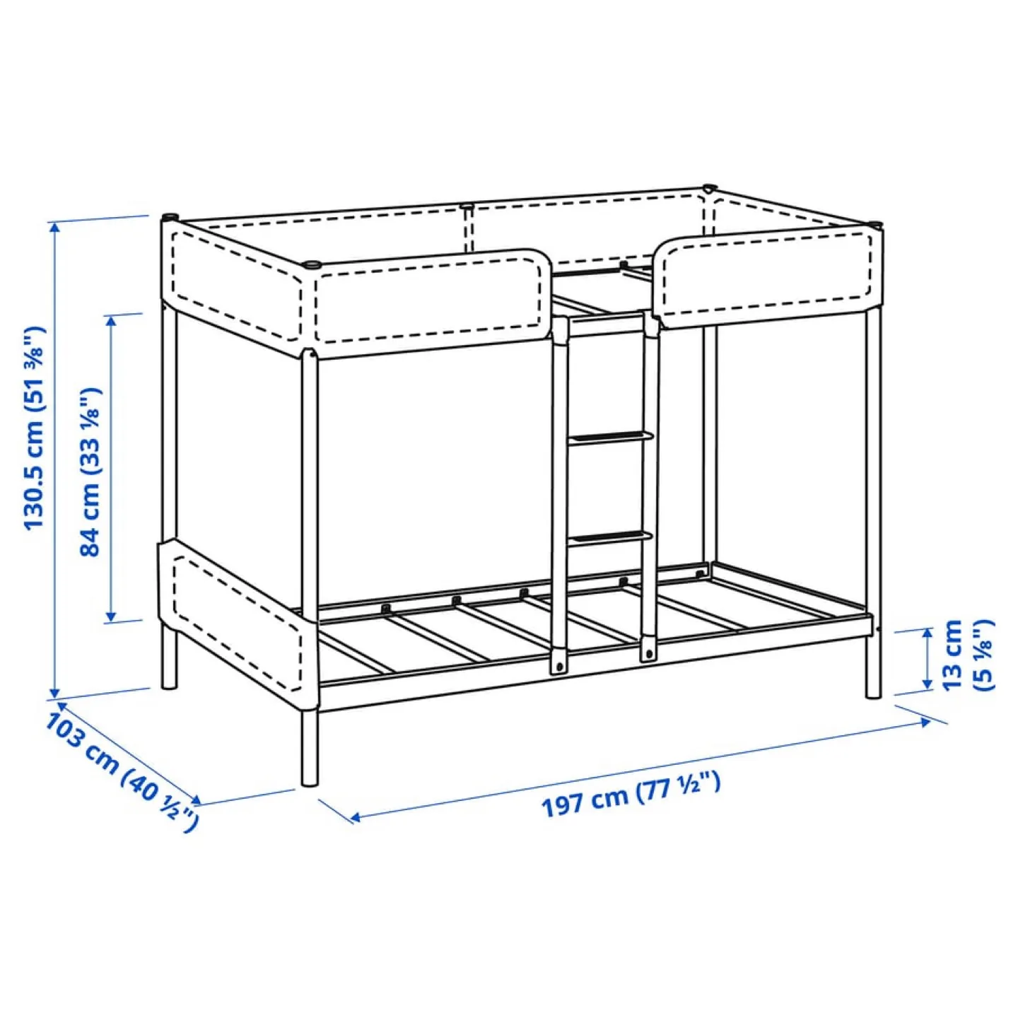 Bunk bed frame, dark gray, Twin+ mattress thumbnail