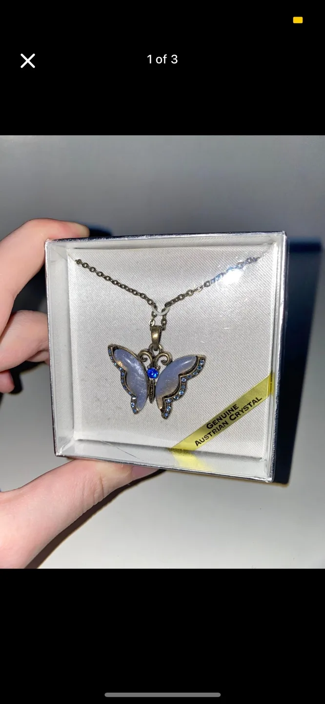 Austrian Opal Butterfly Necklace thumbnail