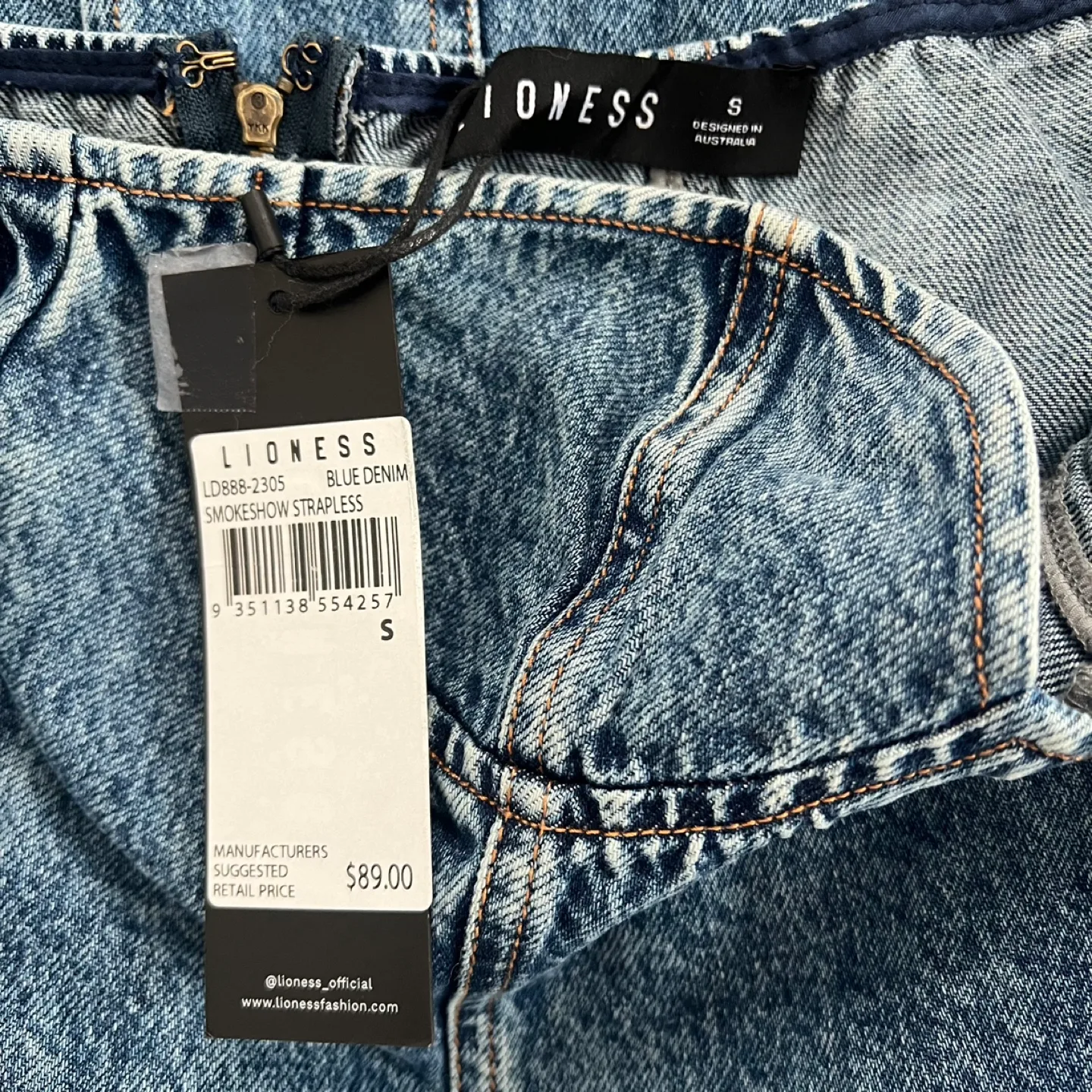 NWT Lioness Smokeshow Strapless Denim Midi Dress - Small image indicator(5)