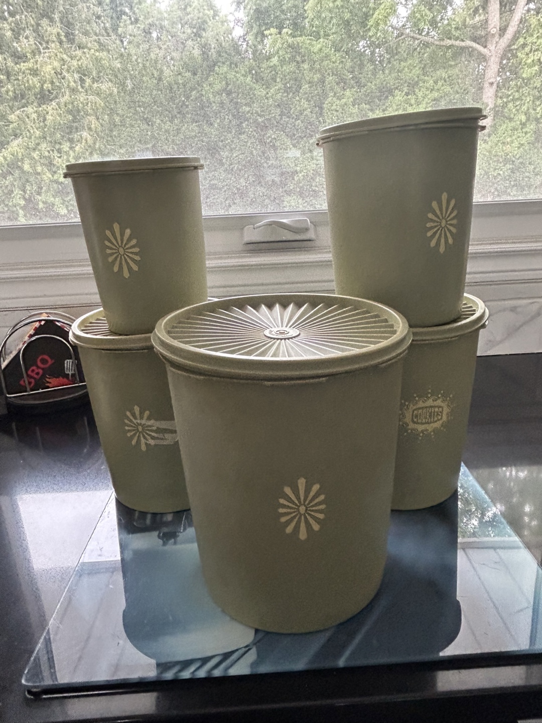 Vintage Olive Green Canister Set