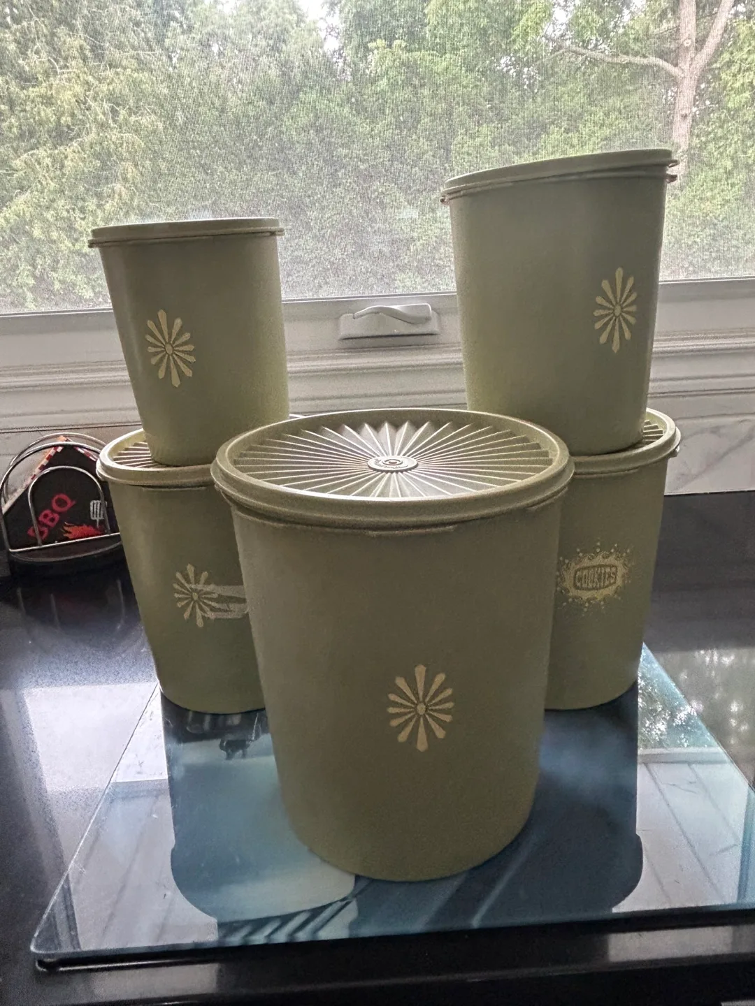 Vintage Olive Green Canister Set thumbnail