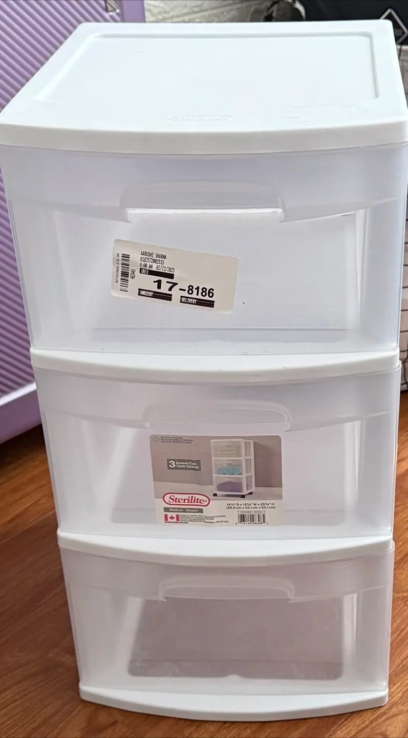 Sterilite 3-Drawer Wide White Cabinet thumbnail