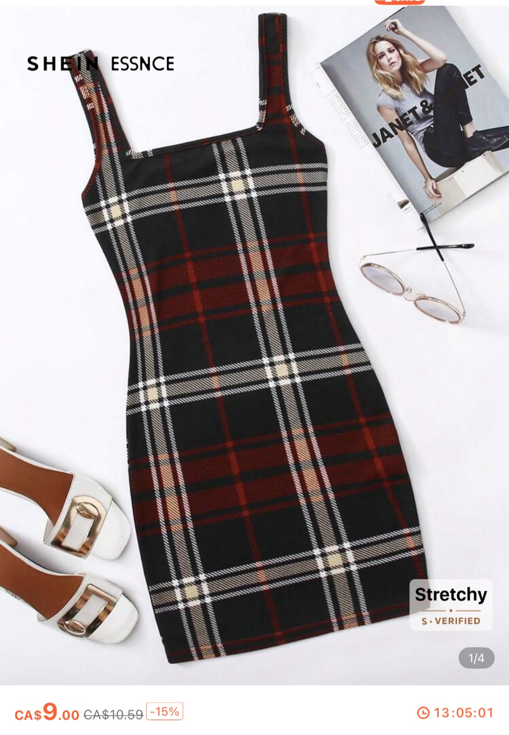 SHEIN ESSNCE Plaid Mini Dress