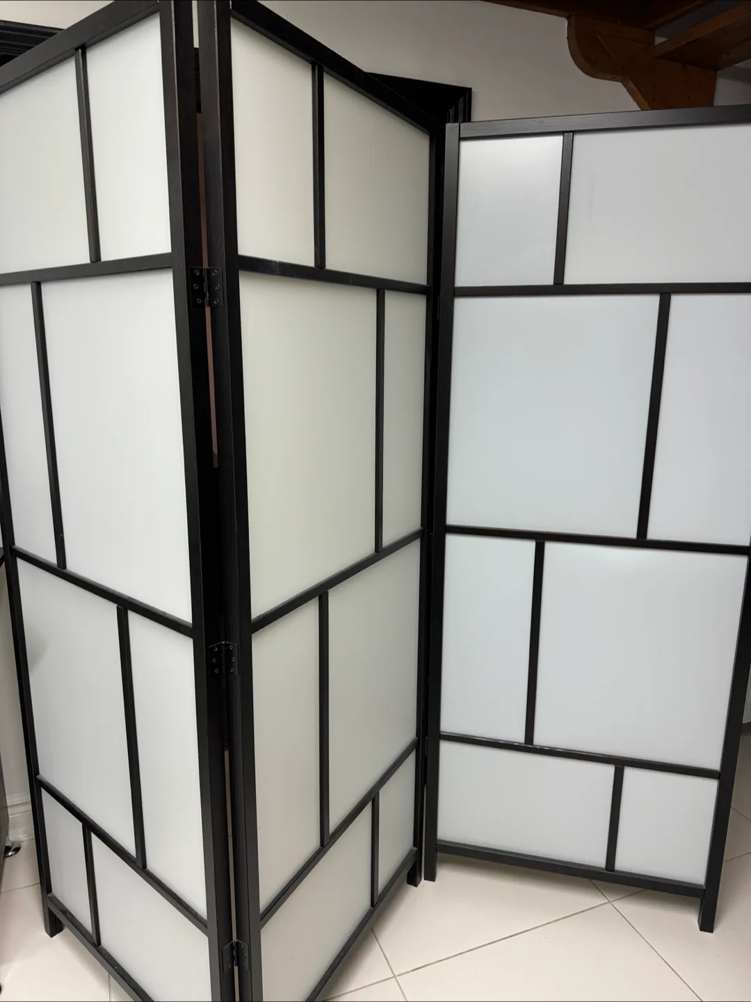 Room Divider - Black Frame, White Panels thumbnail