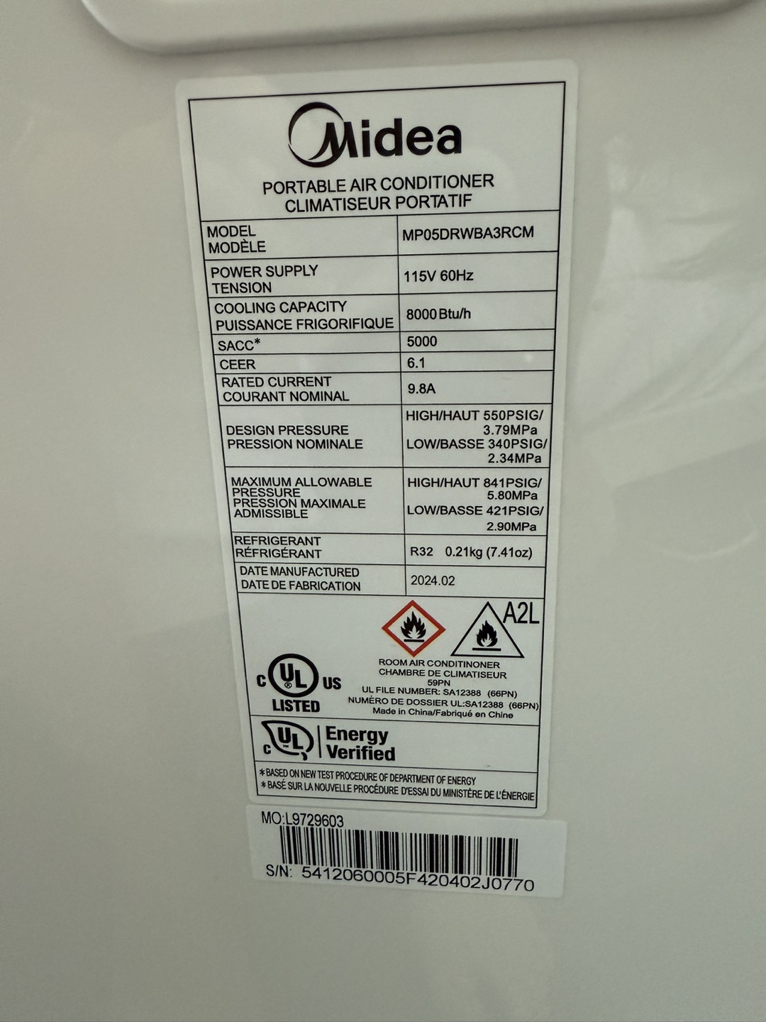 Midea Portable Air Conditioner MP05DRWBA3RCM - photo 3