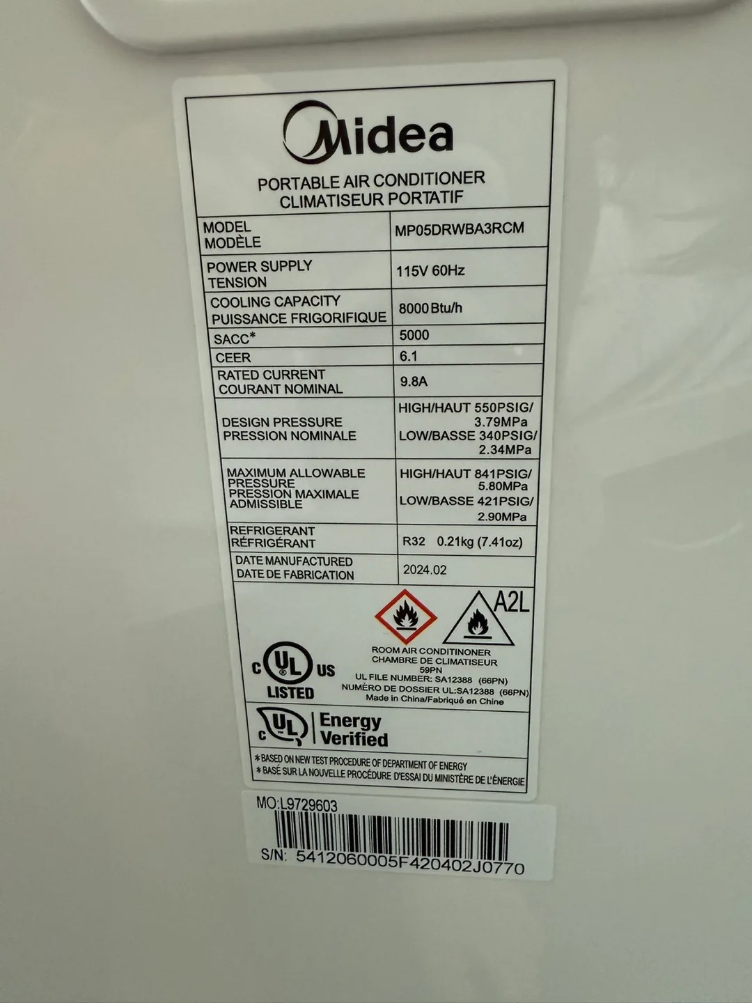 Midea Portable Air Conditioner MP05DRWBA3RCM image indicator(3)