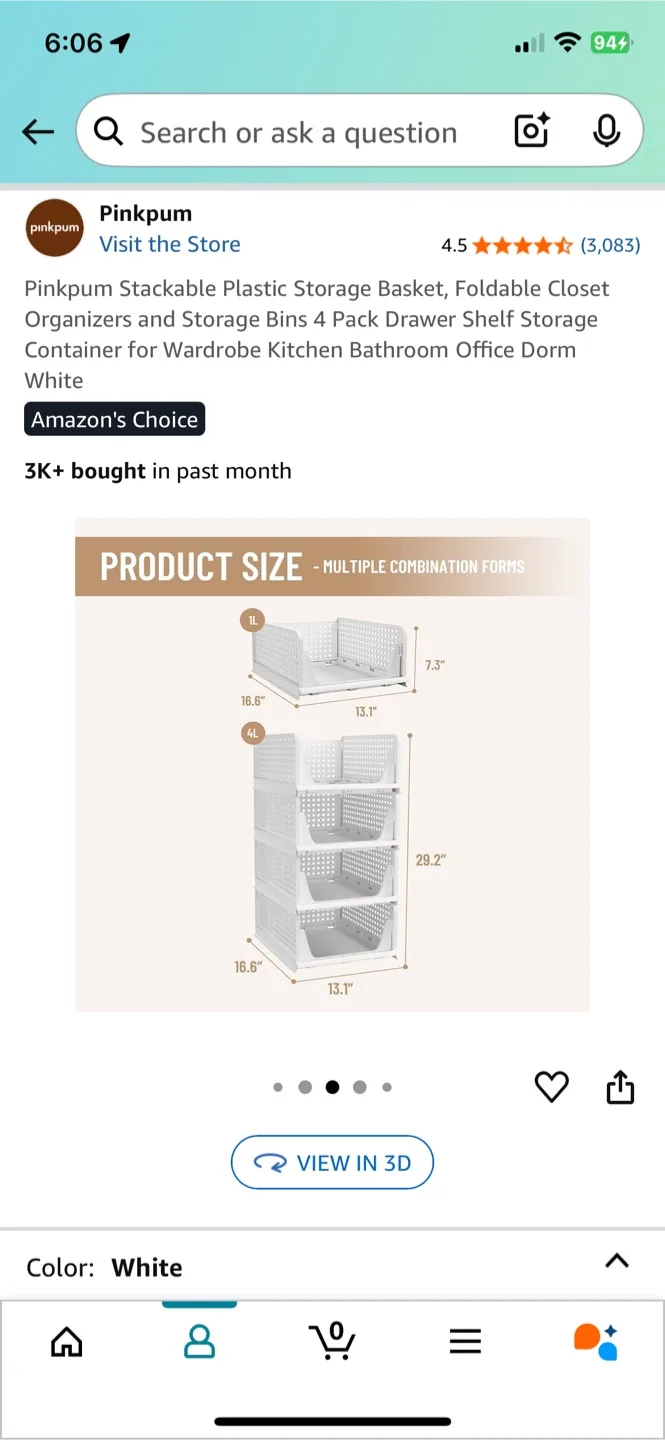 White plastic storage thumbnail