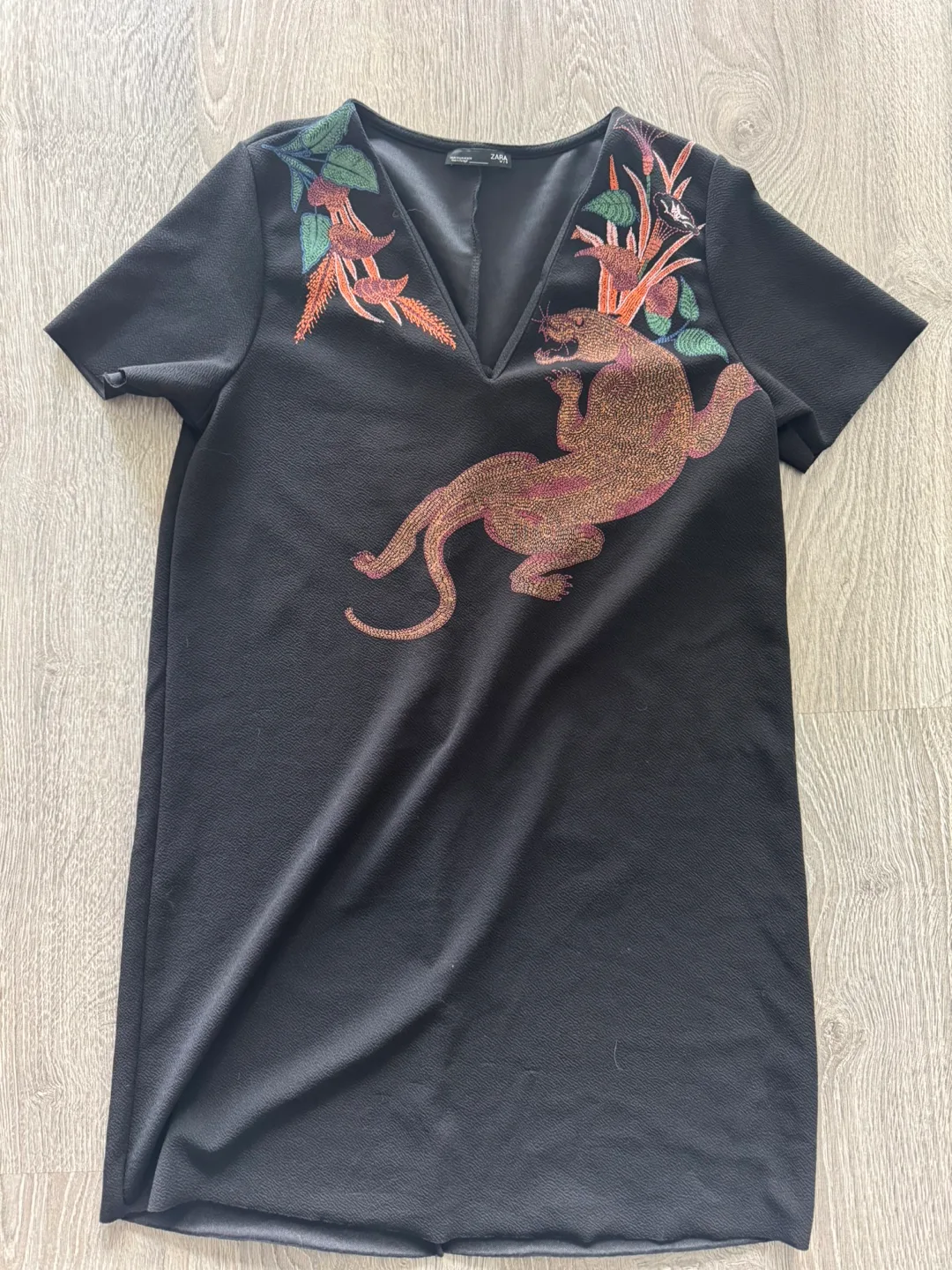 Zara W/S Black Embroidered Dress-medium thumbnail