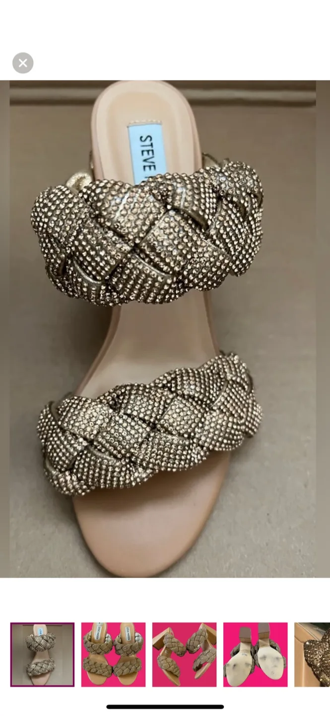 Steve Madden Braided Rhinestone Heels Size 10 thumbnail