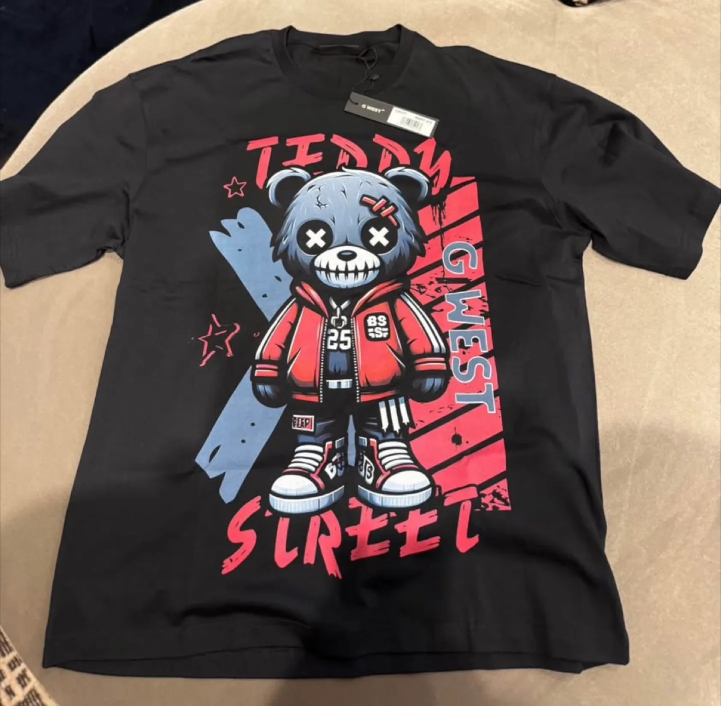 G WEST Black Teddy Street T-Shirt thumbnail