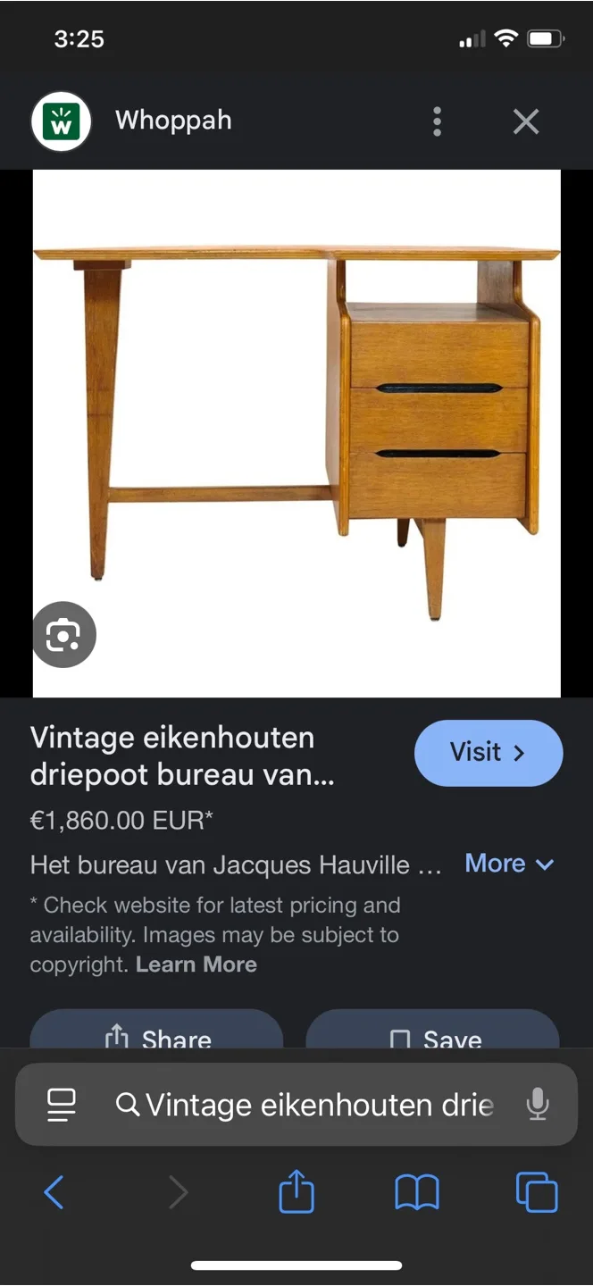 Vintage Mid Century Modern Wooden Desk 1950 thumbnail
