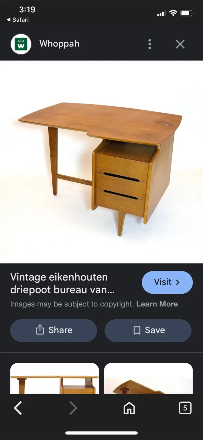 Vintage Mid Century Modern Wooden Desk 1950 image indicator(2)