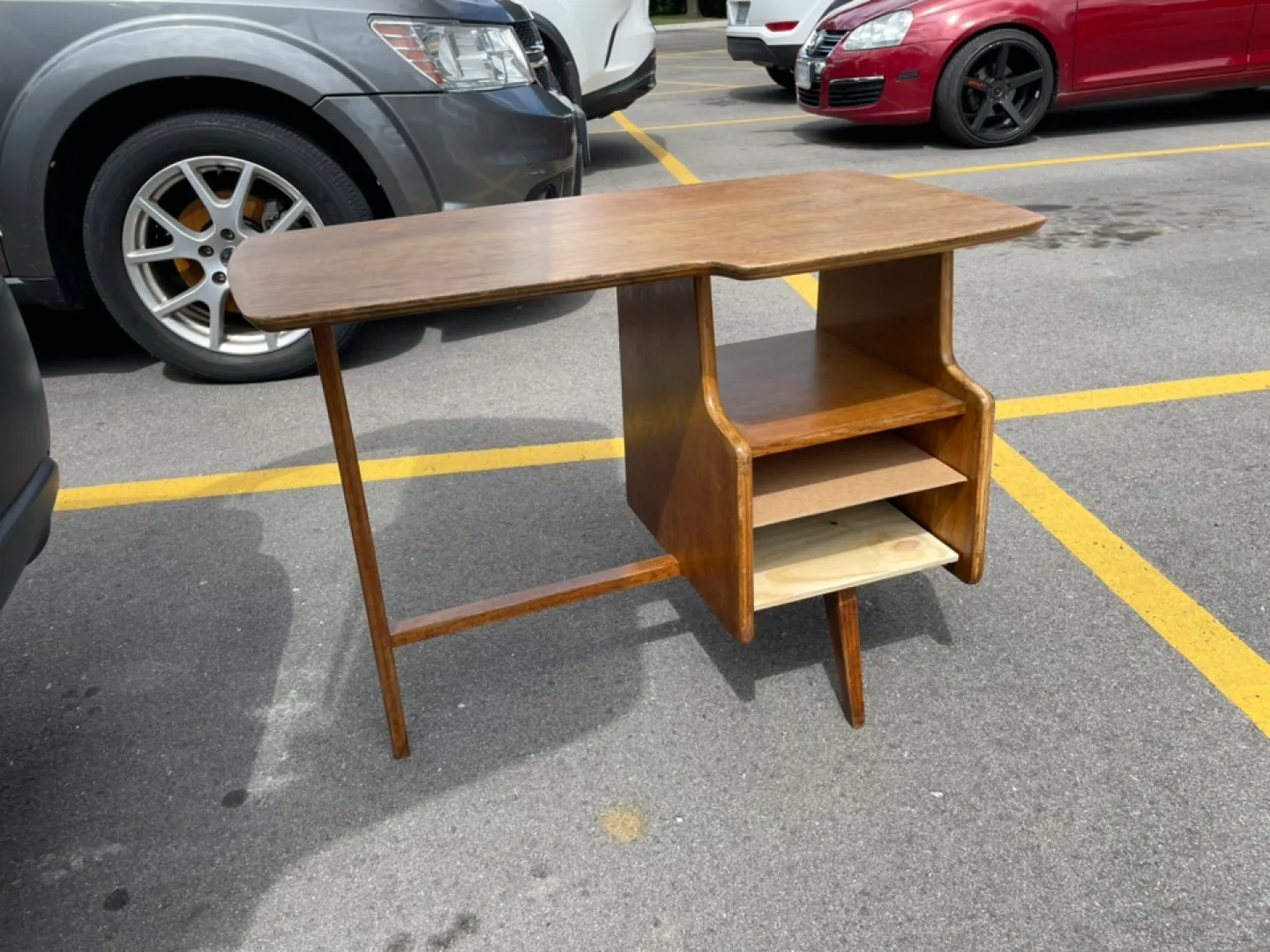 Vintage Mid Century Modern Wooden Desk 1950 image indicator(4)