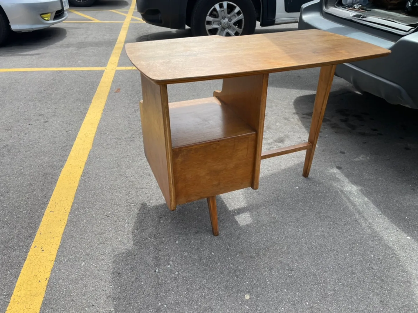 Vintage Mid Century Modern Wooden Desk 1950 image indicator(6)