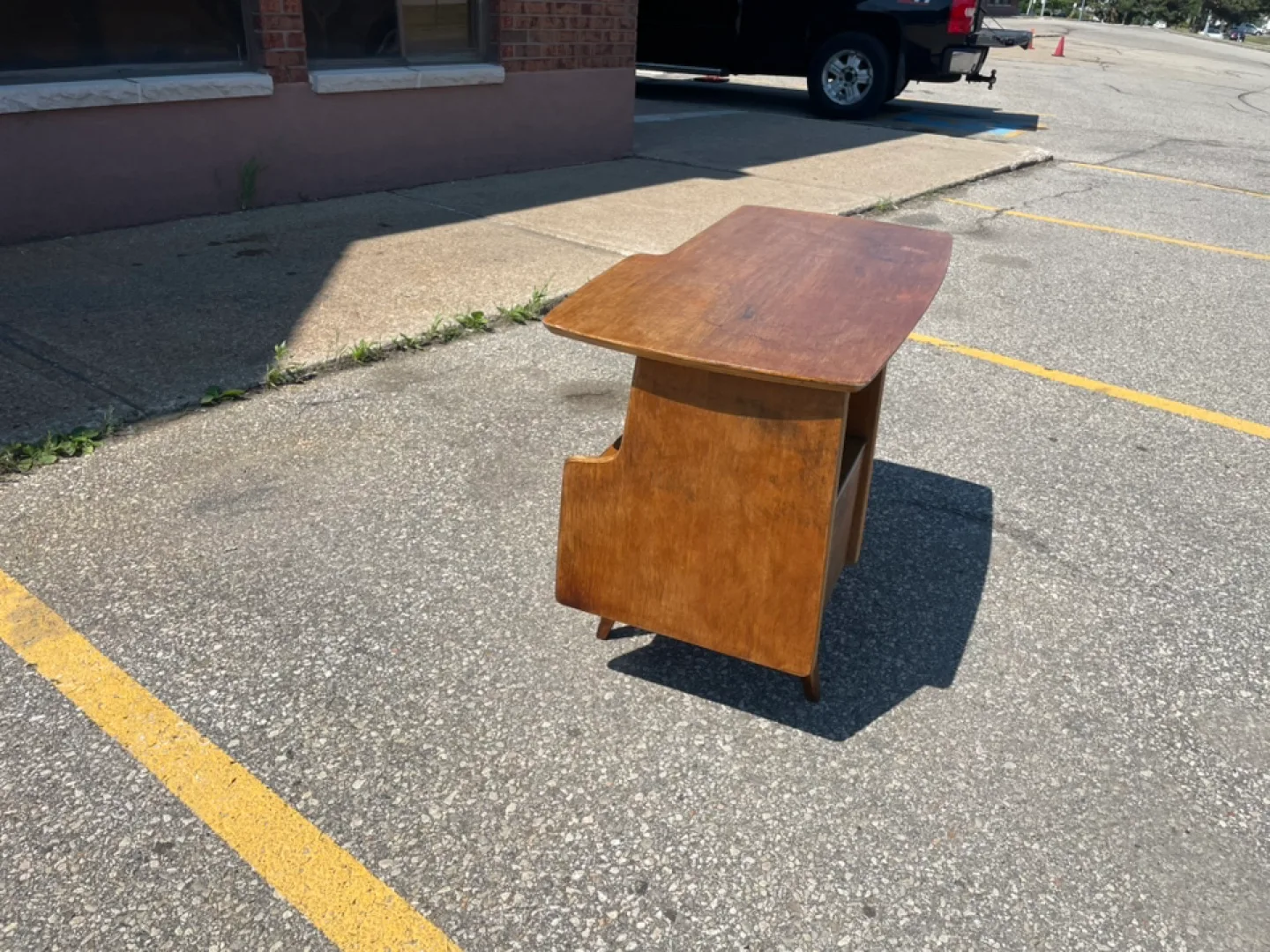 Vintage Mid Century Modern Wooden Desk 1950 image indicator(8)