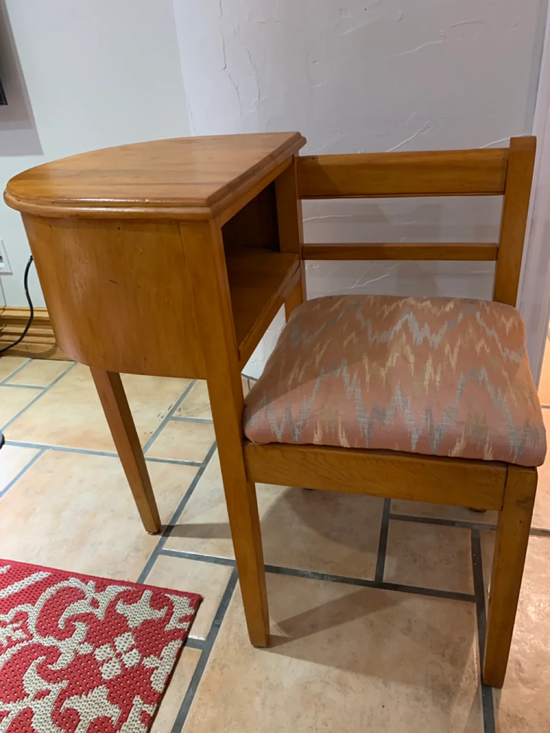 Vintage Wooden Desk Chair Set thumbnail