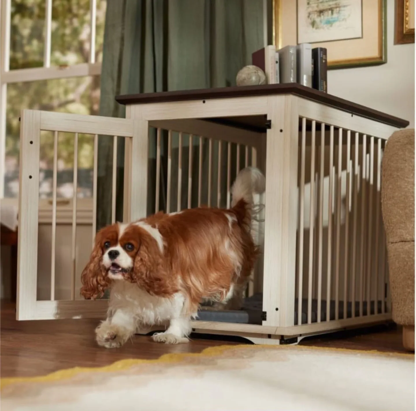 Frisco Broadway Dog Crate End Table - Antique White thumbnail