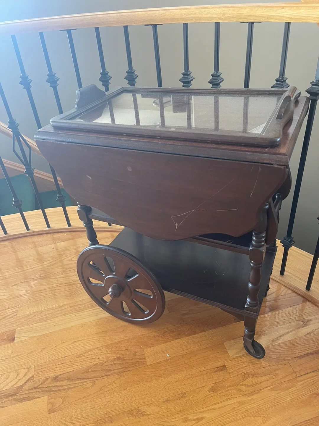 Vintage Dark Wood Tea Cart thumbnail