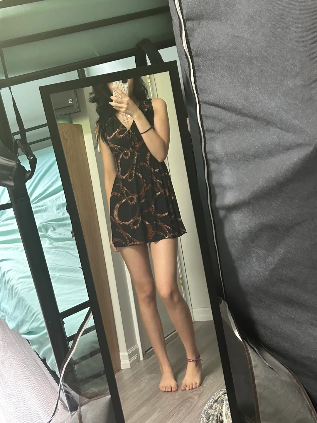 Sleeveless Mini Dress - Black & Gold thumbnail