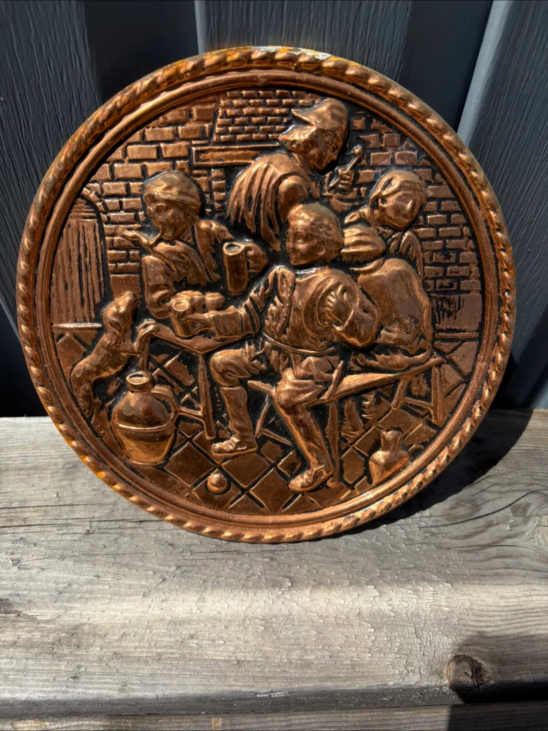 Vintage Copper Wall Hanging 8” Diameter thumbnail