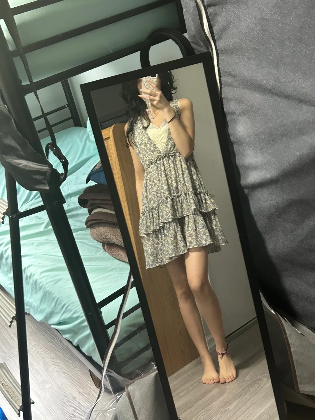 Floral Print Ruffle Mini Dress thumbnail