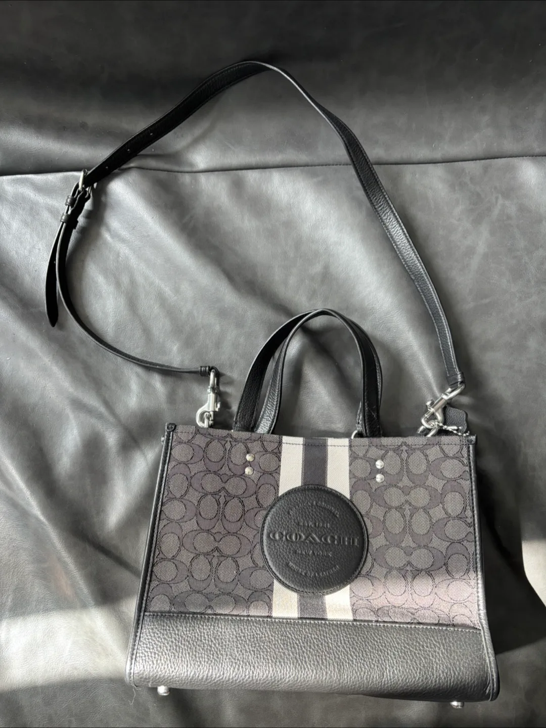 Coach Dempsey Carryall Tote - Grey/Black thumbnail