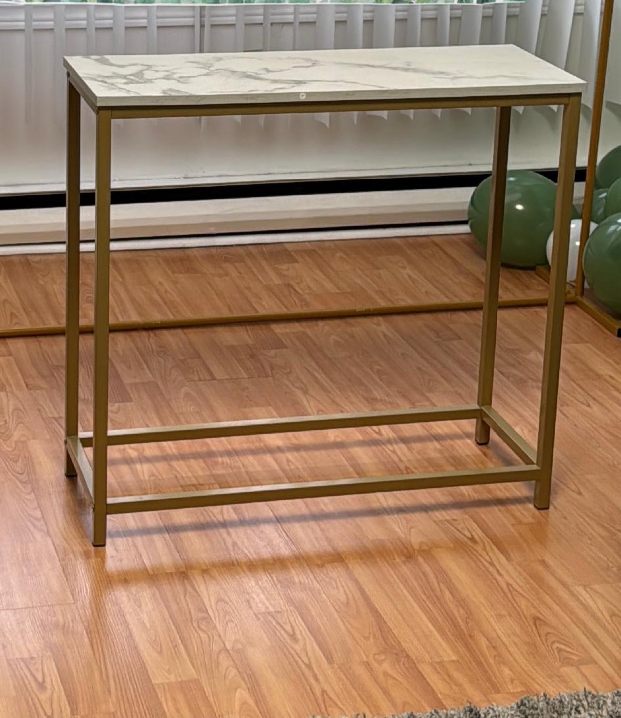 Marble look Console Table with Gold Frame