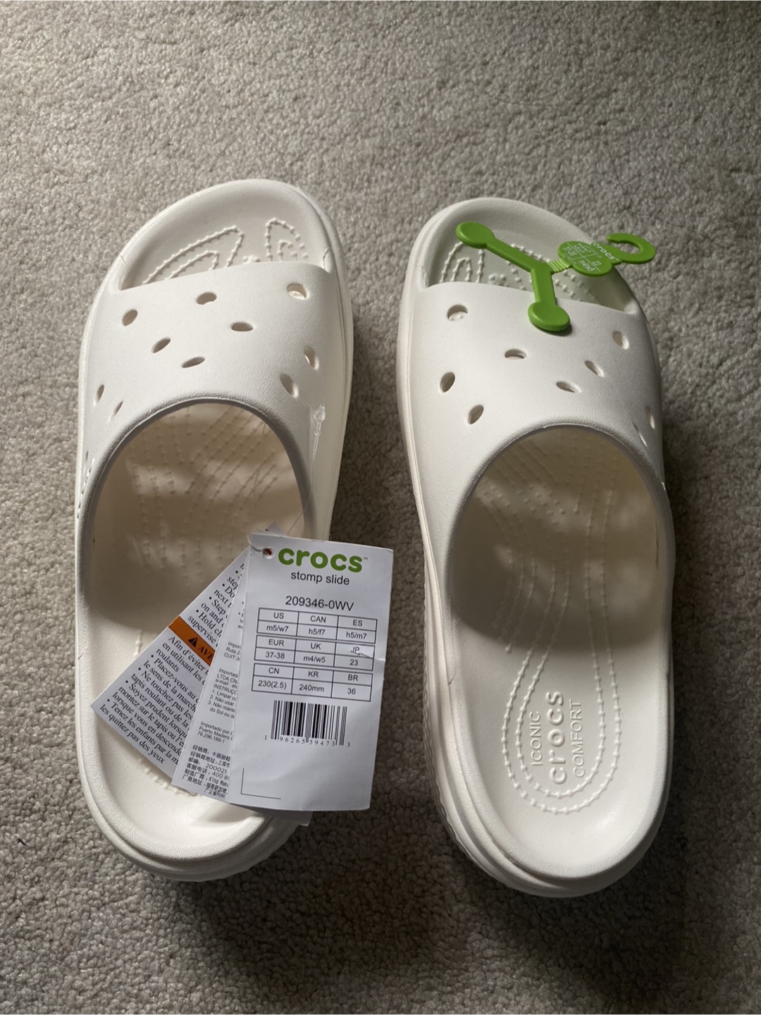 New Crocs Stomp Slide White, US W7 - photo 4