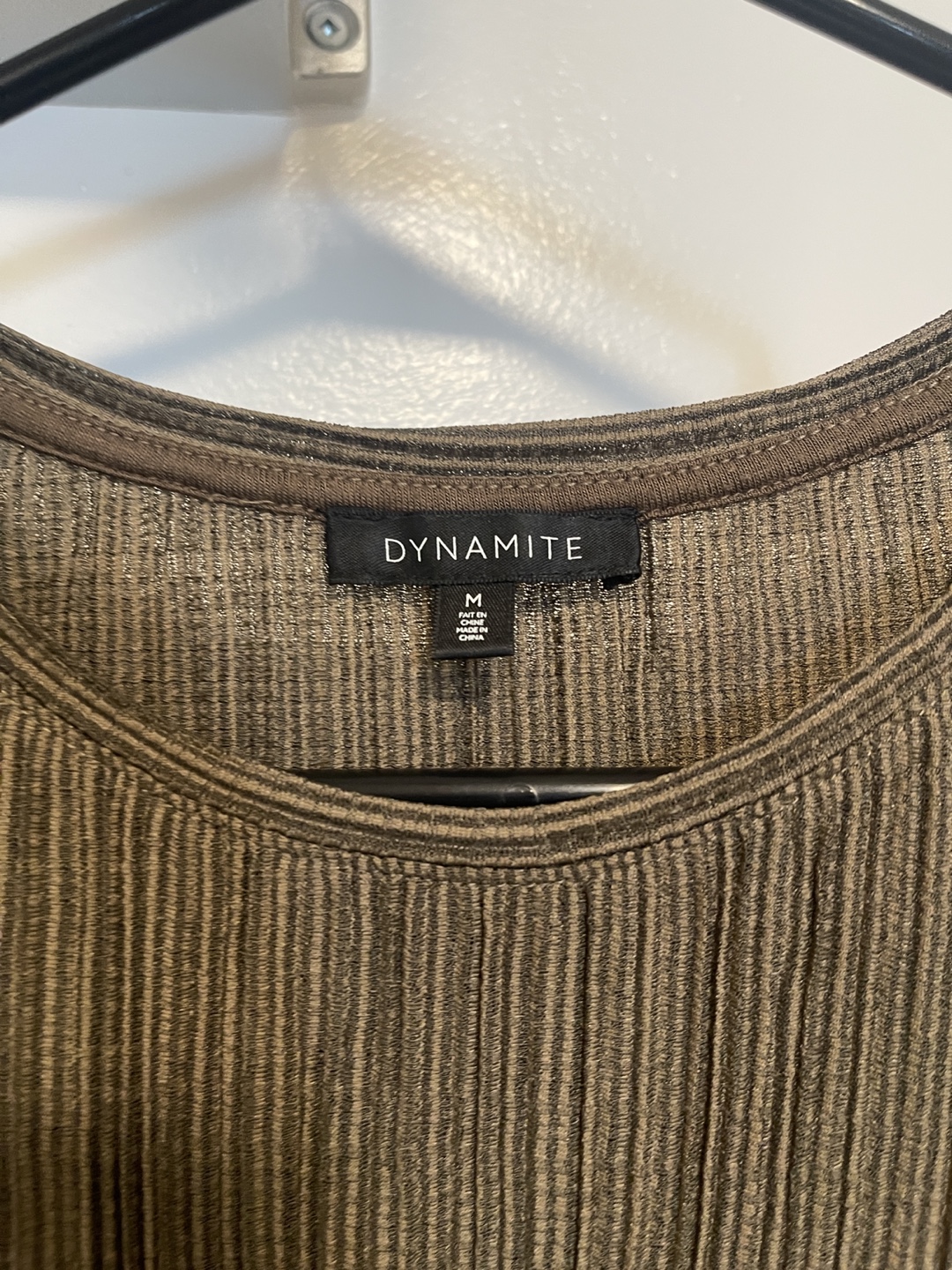 Dynamite Olive Green Ribbed Knit Top - Size M - photo 2