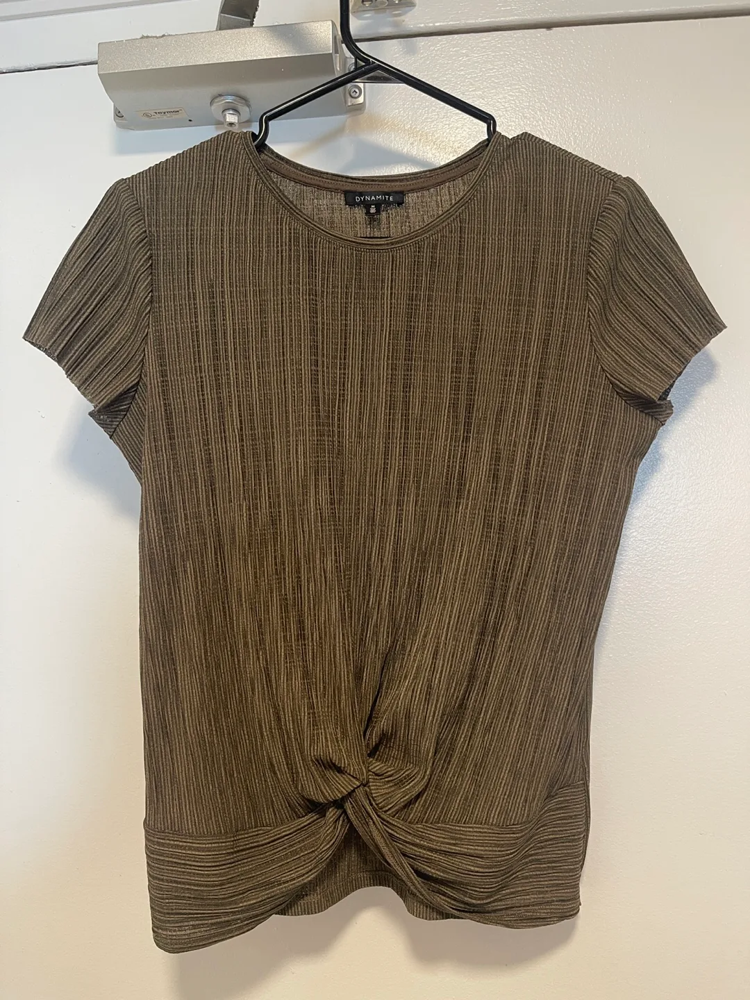 Dynamite Olive Green Ribbed Knit Top - Size M thumbnail